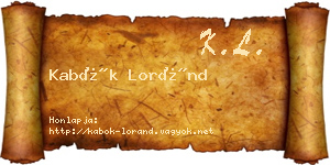 Kabók Loránd névjegykártya